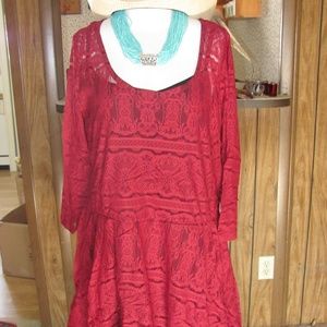 Sagebrush Womens BoHo Inspired Lace Dress Fully